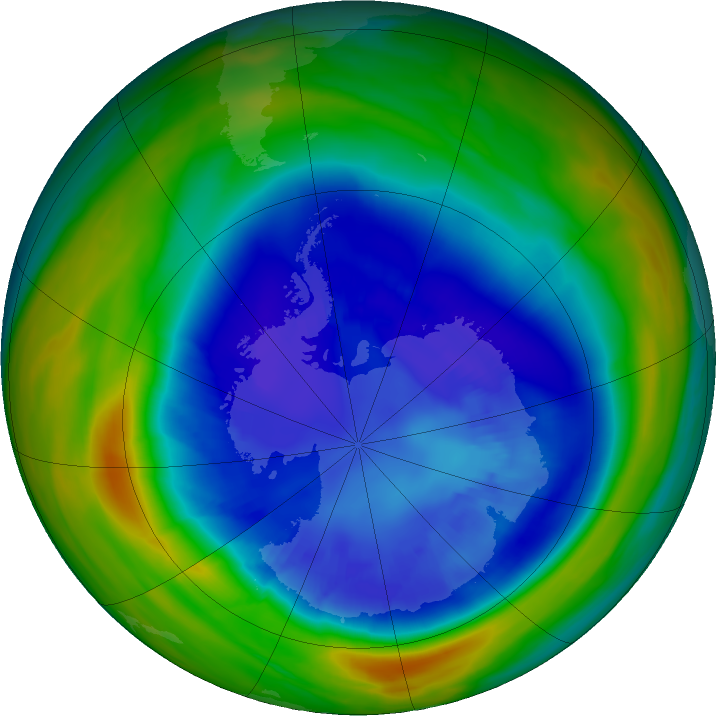 Antarctic ozone map for 03 September 2023